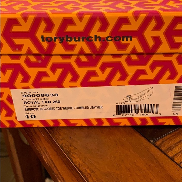 Tory Burch sz 10 Ambrose wedge royal tan leather - Picture 8 of 9